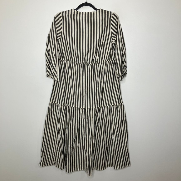 NWT EVERLANE The Poplin Tiered Dress Bone Black XXS - Picture 3 of 6